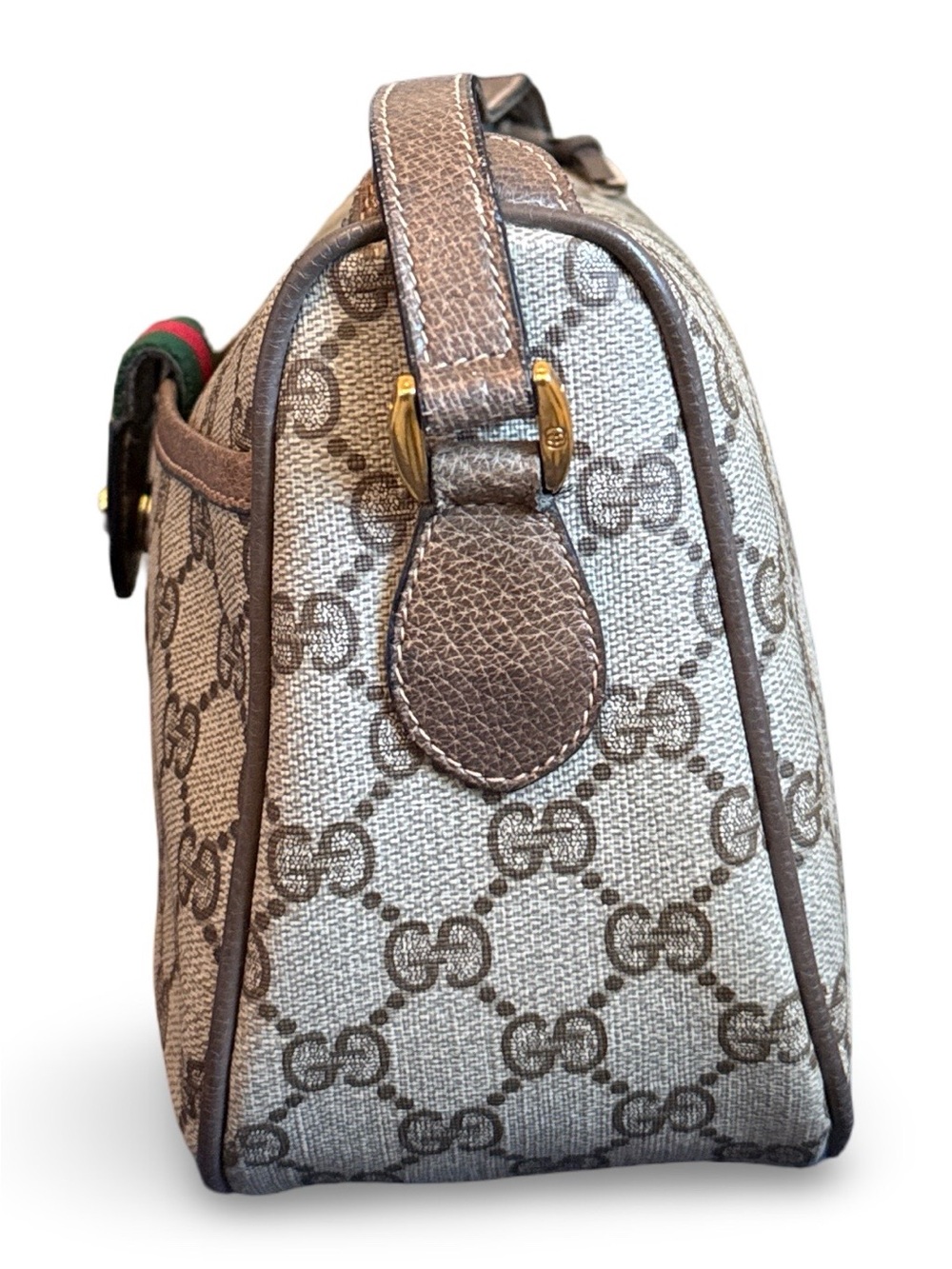 Vintage Gucci Ophidia GG Supreme Web Stripe Shoulder Bag Brown Leather - Picture 14 of 15